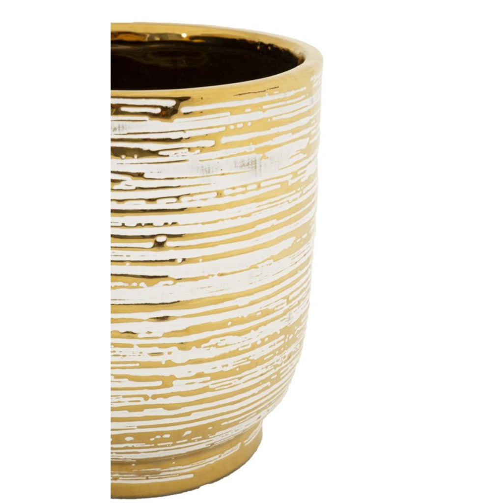 Set di 2 Vasi Decorativi VKH387, Oro, Ceramica, 23x23x24 cm