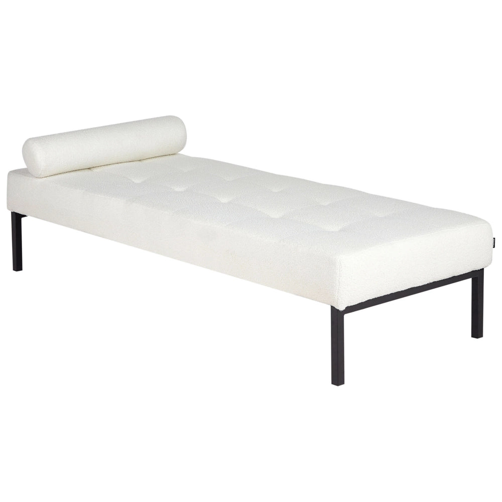 Chaise Longue bianca Boucle Soggiorno Camera da letto Gambe in metallo Stile moderno