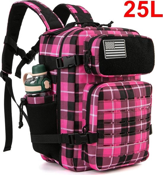 Zaino Tattico - 25L - Donna - Rosa - Molle - Zaino da Scuola - Zaino da Ginnastica - Porta Ossa Doppia