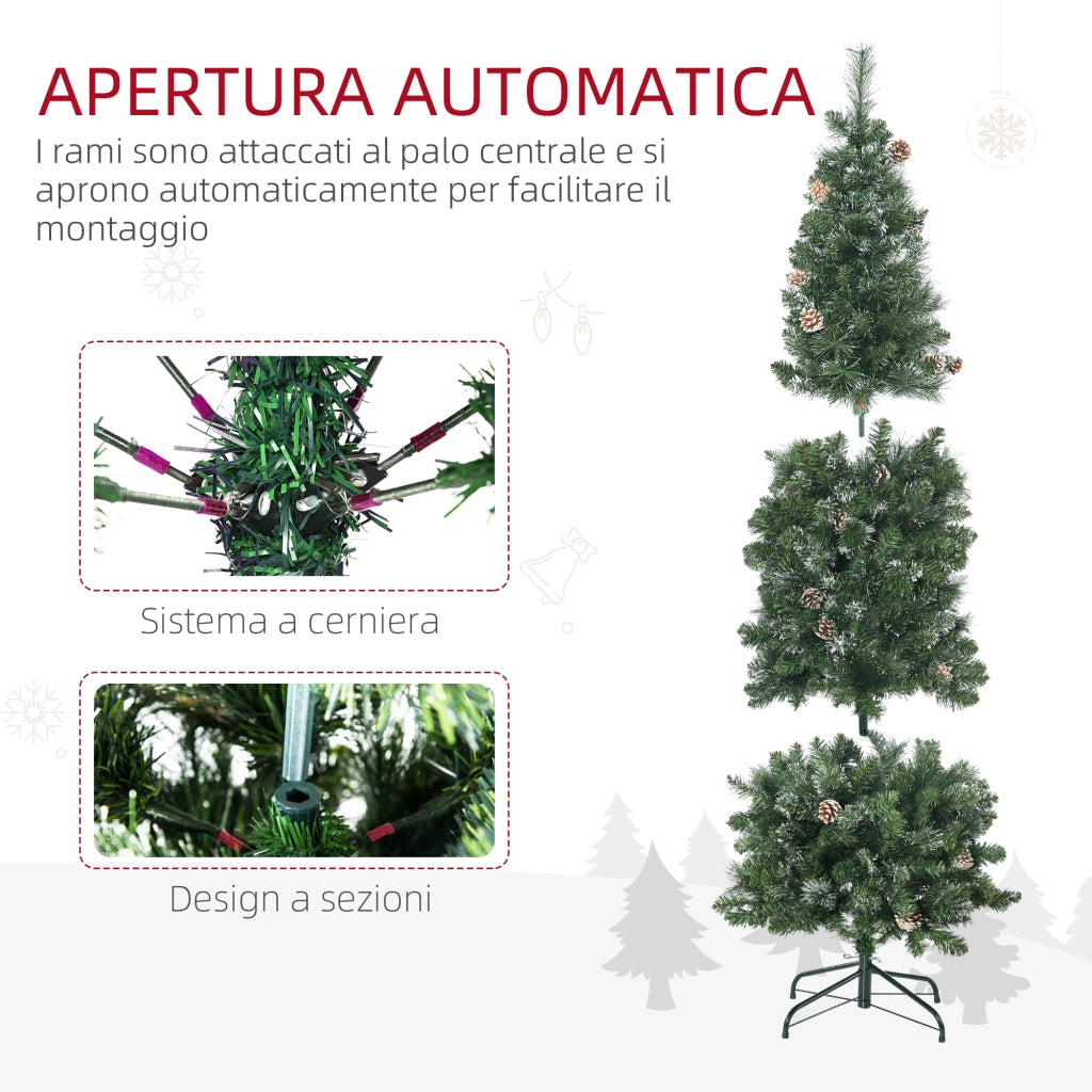 Albero di Natale Artificiale ¨C zephmum ¨C Verde 180cm con Pigne e Base in Metallo
