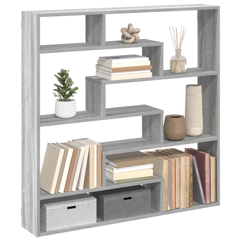 Mensola a Cubo da Parete 7 Scomparti Truciolato Grigio Sonoma 860027