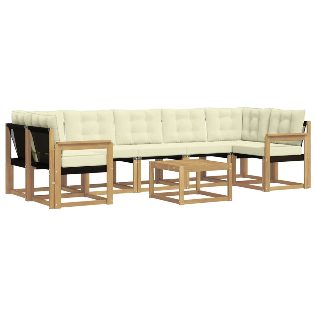 Set di divani da esterno con cuscino 8 pcs Bianco e Crema