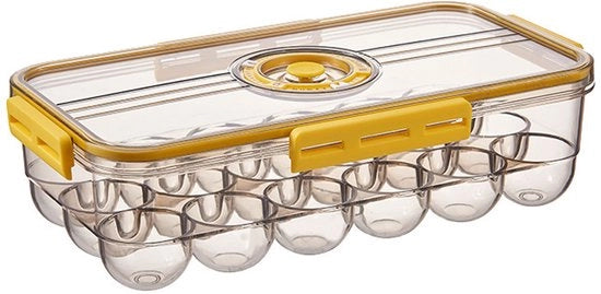 Scatola per uova in plastica - Scatola per conservazione uova - Adatta per un massimo di 18 uova - Scatola per uova portatile - Scatola trasparente per la cucina e il frigorifero - Per la conservazione delle uova di gallina e oca - 32,5*17,5*9 cm - giallo