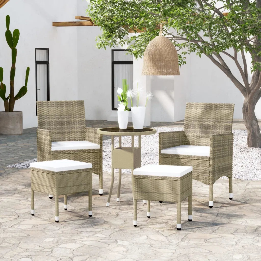 Set Divani da Giardino 5 pz in Polyrattan Beige cod mxl 71422