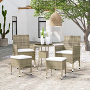 Set Divani da Giardino 5 pz in Polyrattan Beige cod mxl 71422