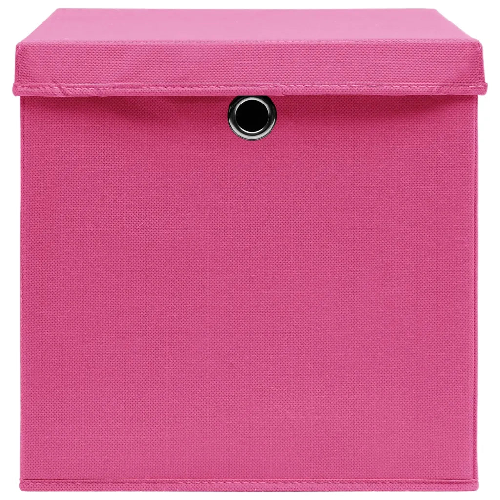 Scatole Portaoggetti con Coperchi 10pz Rosa 32x32x32 cm Tessuto 288348