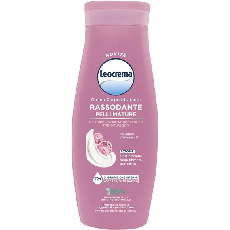 LEOCREMA CREMA CORPO IDRATANTE RASSODANTE PER PELLI MATURE COLLAGENE E VITAMINE E ASSORBIMENTO RAPIDO 400 ML