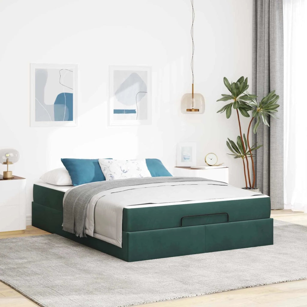 Struttura letto con materasso con materasso 2 pcs Verde Velluto