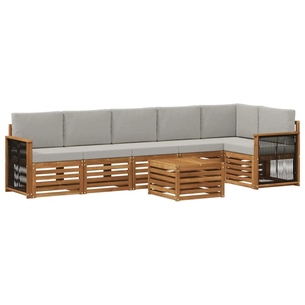 Set divano sezionale con cuscino 6 pcs Naturale e Grigio Chiaro 3384442