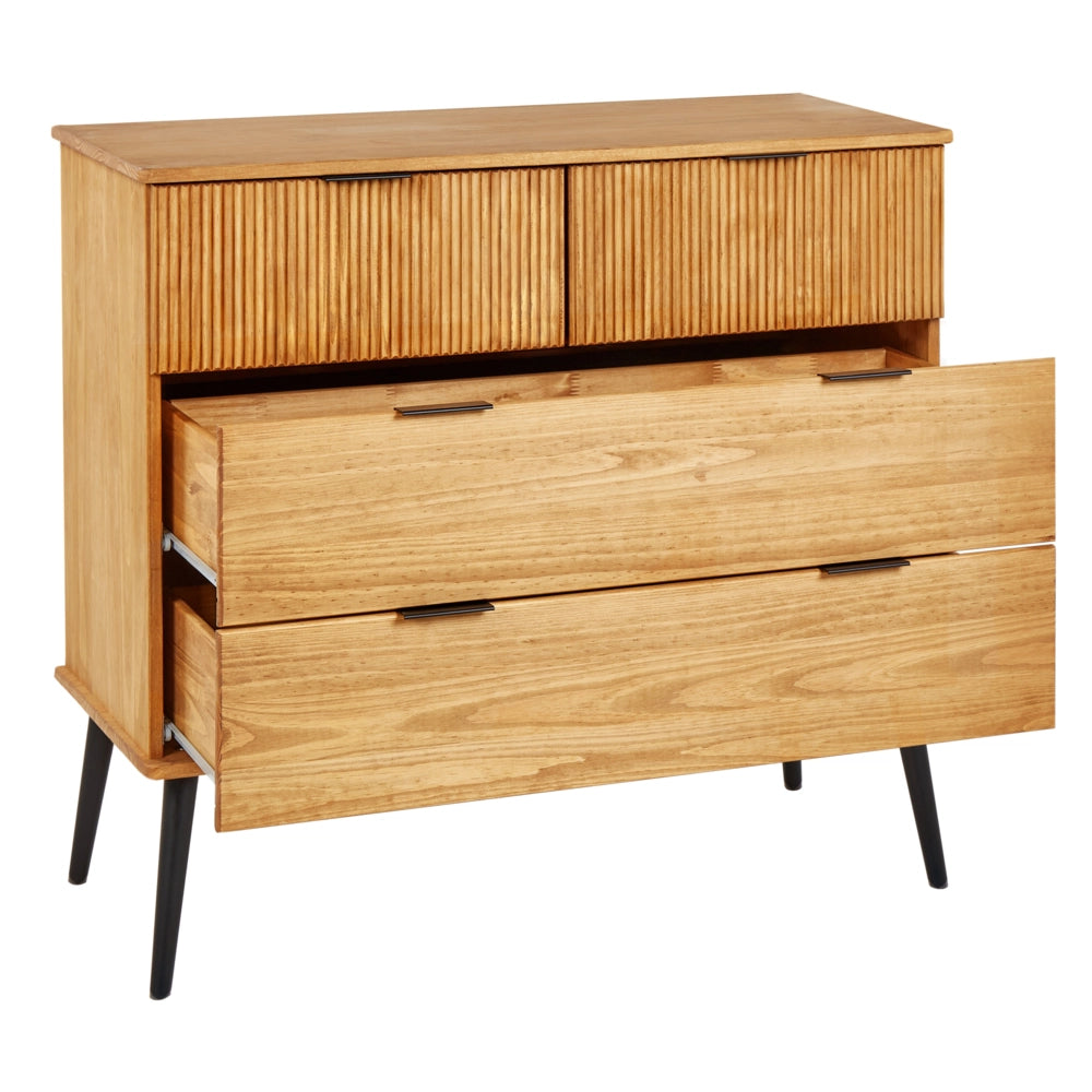 Cassettiera in legno di pino 4 cassetti legno chiaro soggiorno stile rustico