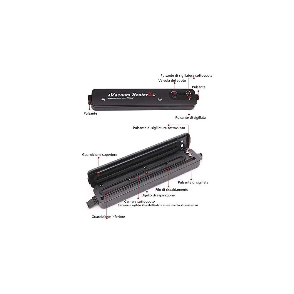 Trade Shop - Confezionatrice Macchina Sottovuoto Elettrico Portatile Per Alimenti 90w Q-z100 -