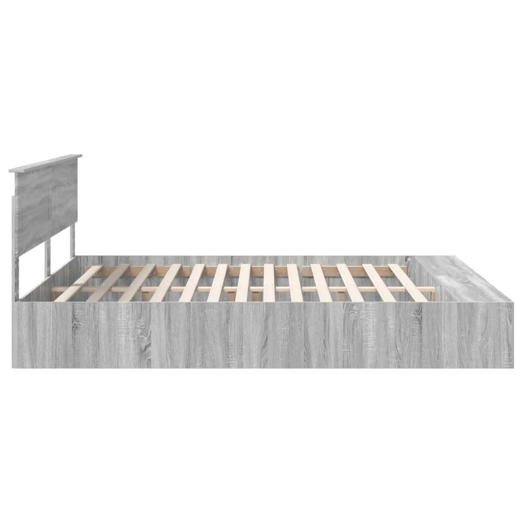 Letto matrimoniale | Letto per adulti | Struttura del letto con lo scaffale Grigio Sonoma 200 x 200 cm
