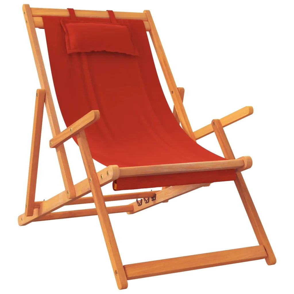 Sedie da Spiaggia Pieghevoli 2 pz | Sedie da Esterno in Tessuto Rosso