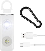 Alarme Personale con Segnale di Allarme a Flash LED 130 dB - Bianco - Alarme di Autodifesa Personale