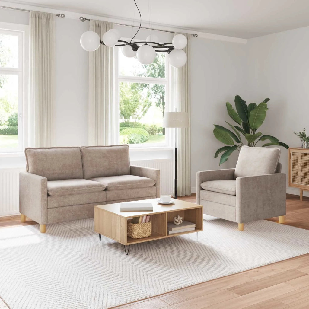 Set di divani 2 pcs Beige Poliestere