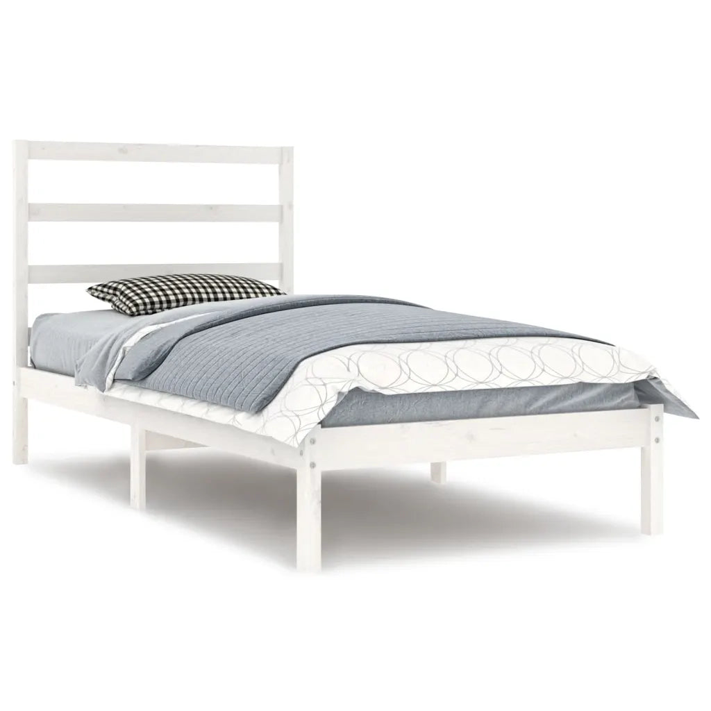 Giroletto senza Materasso-Struttura Letto Bianco 90x200 cm Legno Massello Pino 135322