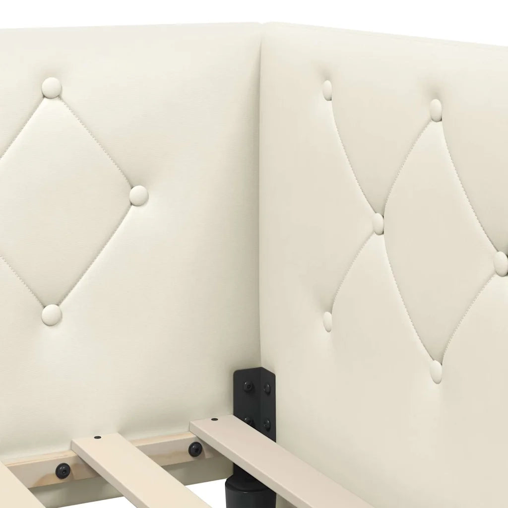 Cornice del letto ad angolo Crema 90 x 200 cm Velluto
