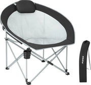Sedia da Campeggio Oversized con Porta Tazza - Sedia Esterna Opaca Ergonomica Ripiegabile per Giardino, Spiaggia e Festival
