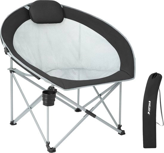 Sedia da Campeggio Oversized con Porta Tazza - Sedia Esterna Opaca Ergonomica Ripiegabile per Giardino, Spiaggia e Festival
