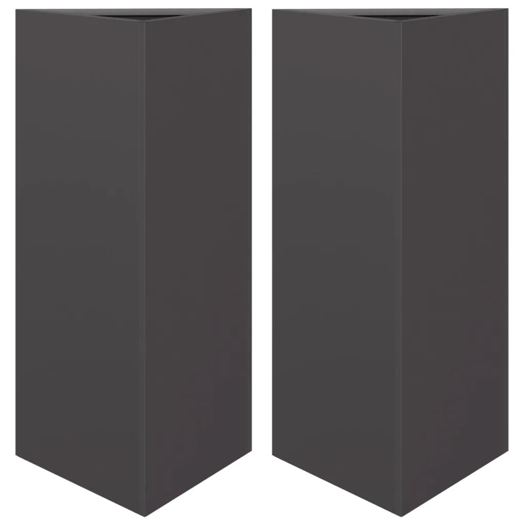 Fioriere da Giardino 2 pz Nere Triangolari 40x34,5x75cm Acciaio 851158