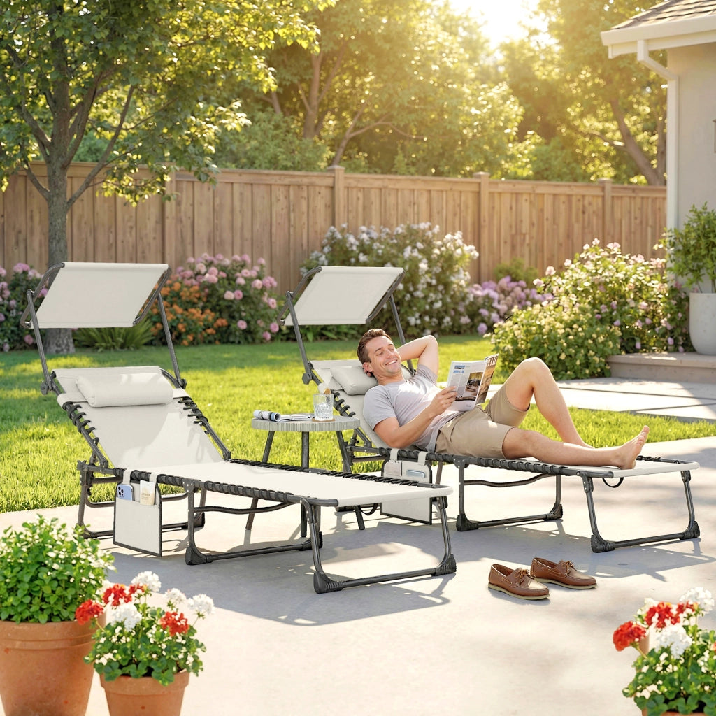 Poltrone reclinabili da giardino ¨C zephmum ¨C 2 pezzi, crema, polyrattan