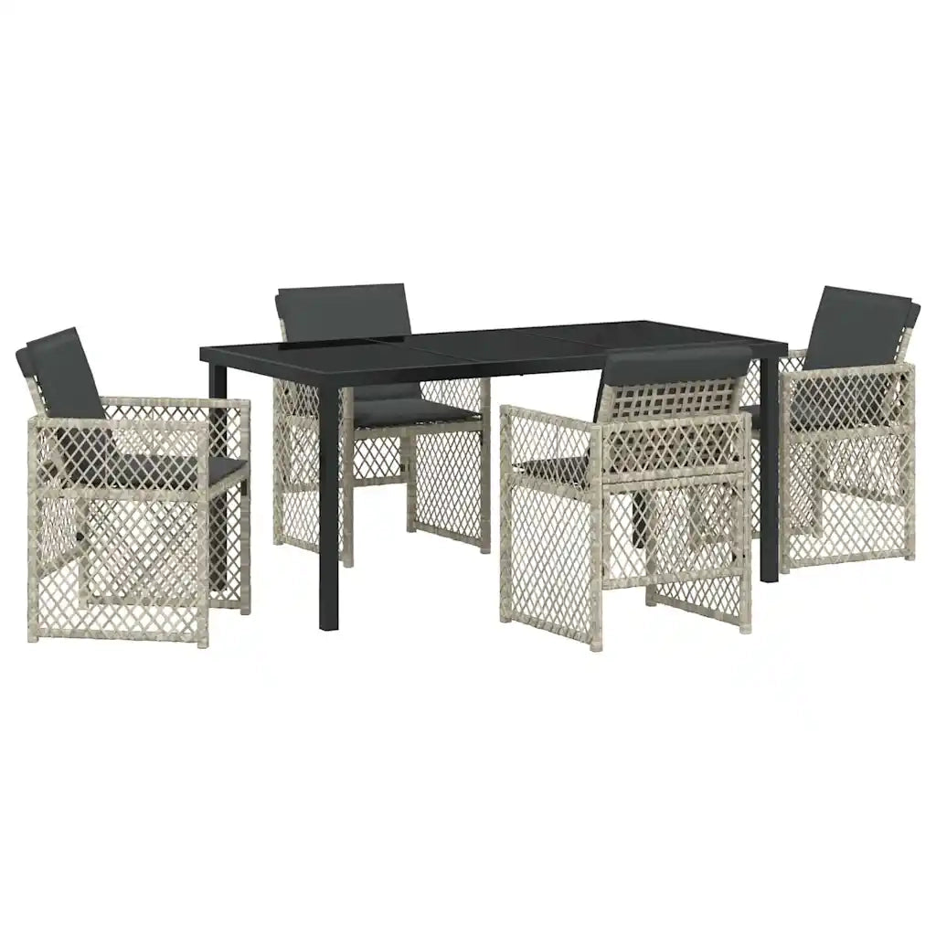 Set da Pranzo per Giardino 5 pcs Grigio chiaro polyrattan