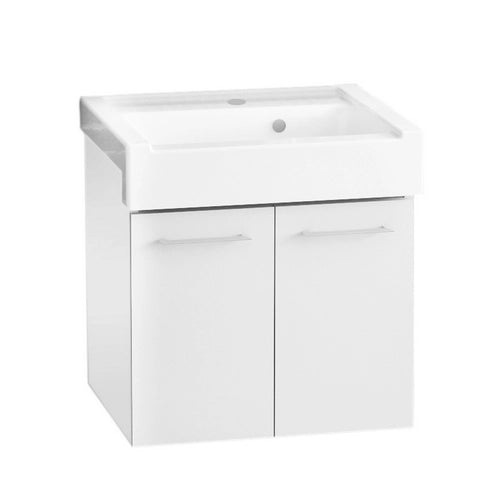 Lavatoio sospeso con lavabo in ceramica 2 ante