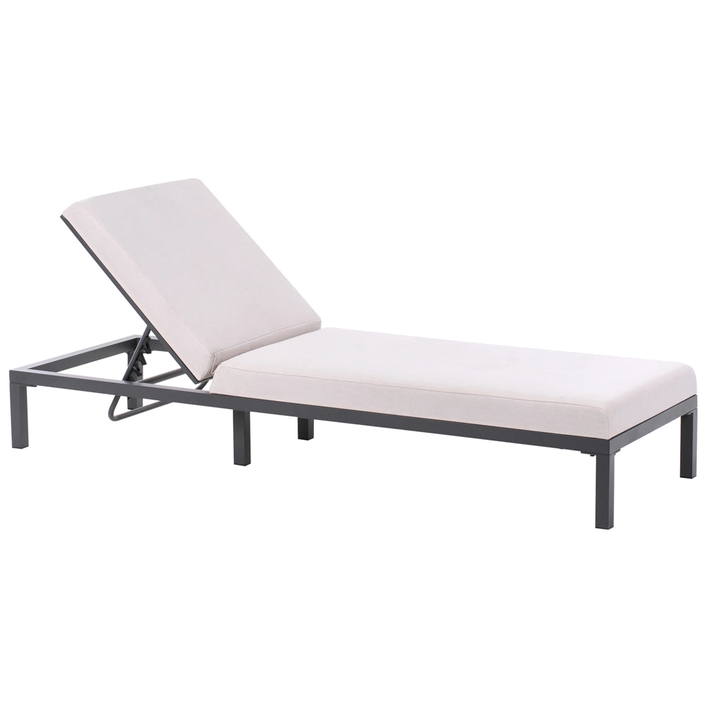 Lettino da giardino moderno reclinabile con struttura in metallo Beige chiaro stile moderno