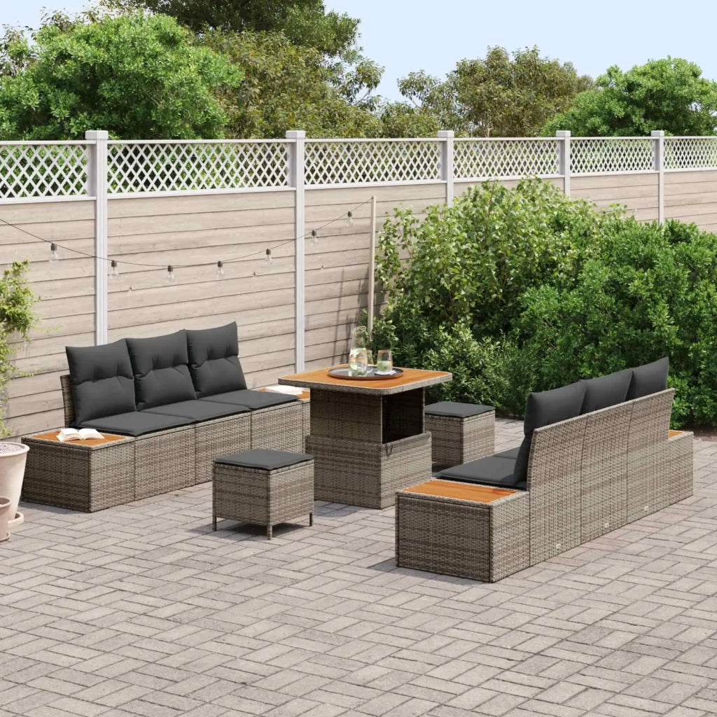 Set Divano da Giardino con cuscino 9 pcs Grigio 3363258