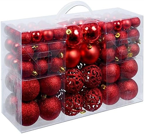 Deuba® Palline per Albero di Natale Set 100pz Lucide Opache Palle Natalizie Ø 3/4/6 cm Decorazioni Addobbi Natalizi