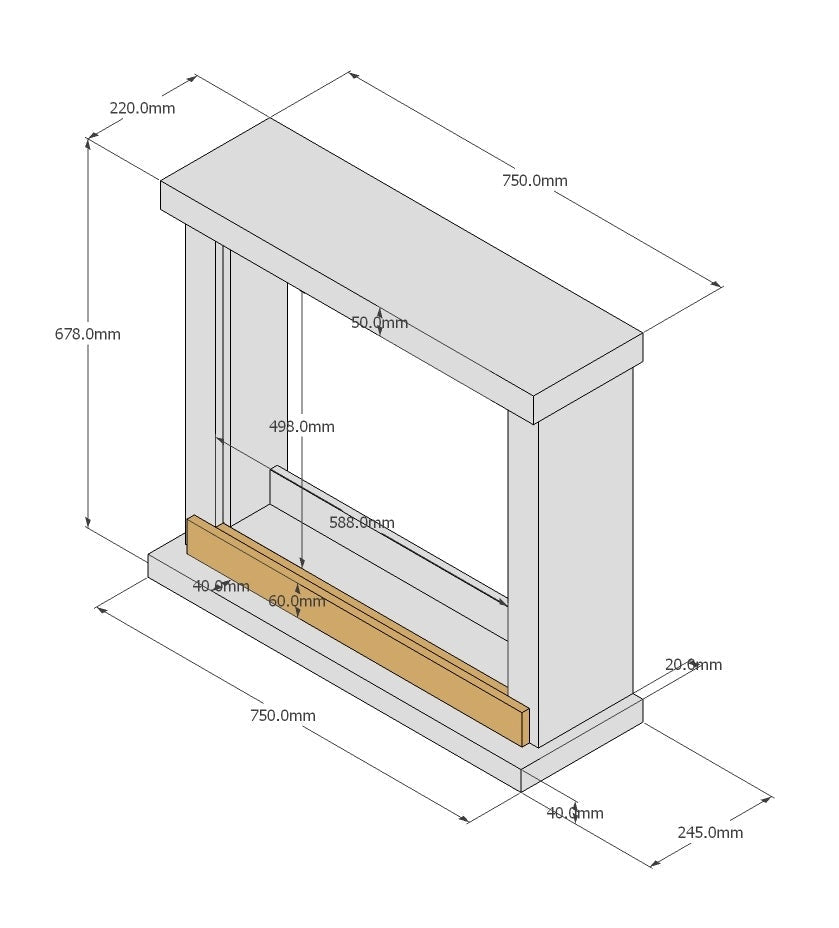 Camino Elettrico da Pavimento 75x67,8x24,5 cm Effetto Fiamma 1500W Sined Sorano Grigio Scuro