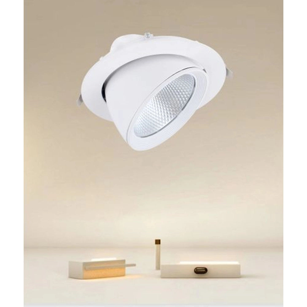 Trade Shop - Faretto Led Da Incasso 40w 4400lm Bianco Orientabile Luce 3000k-6500k Ip20 00779 -