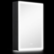 Armadietto da Bagno con Specchio Luci LED Regolabili e Funzione Anti-Appannamento in Alluminio Nero