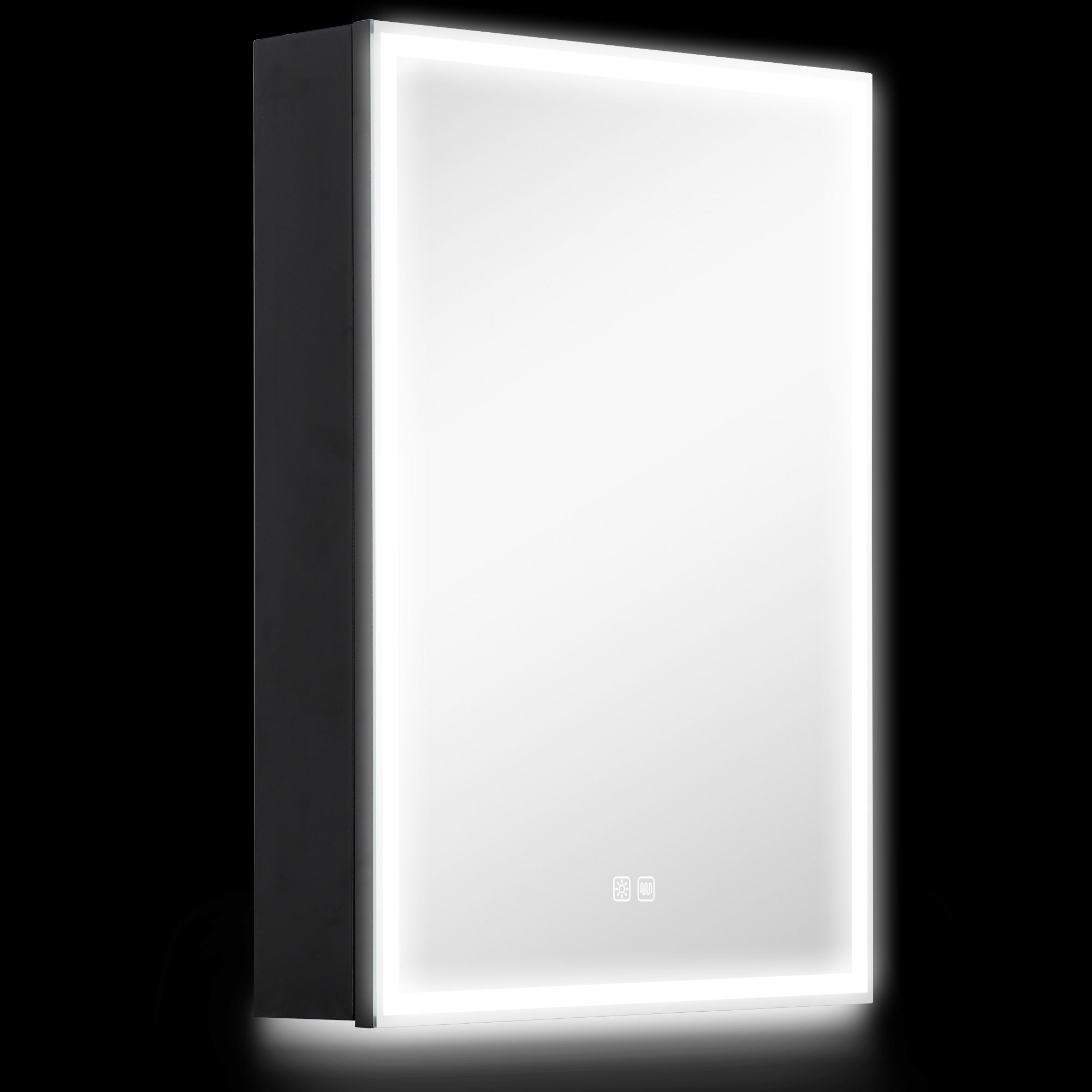 Armadietto da Bagno con Specchio Luci LED Regolabili e Funzione Anti-Appannamento in Alluminio Nero