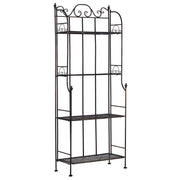 Scaffale per piante in metallo Nero per esterni interni giardino bagno rustico 4 ripiani portaoggetti da giardino autoportante