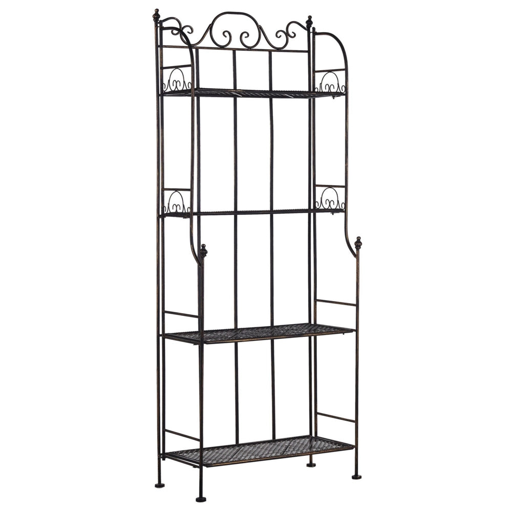 Scaffale per piante in metallo Nero per esterni interni giardino bagno rustico 4 ripiani portaoggetti da giardino autoportante