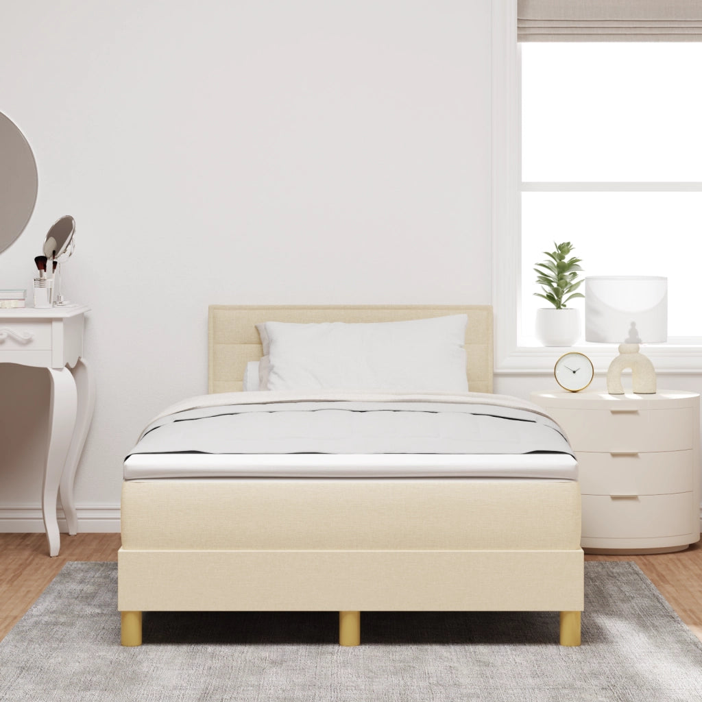 Letto Box Spring con Materasso & LED Panna 120x200 cm Tessuto