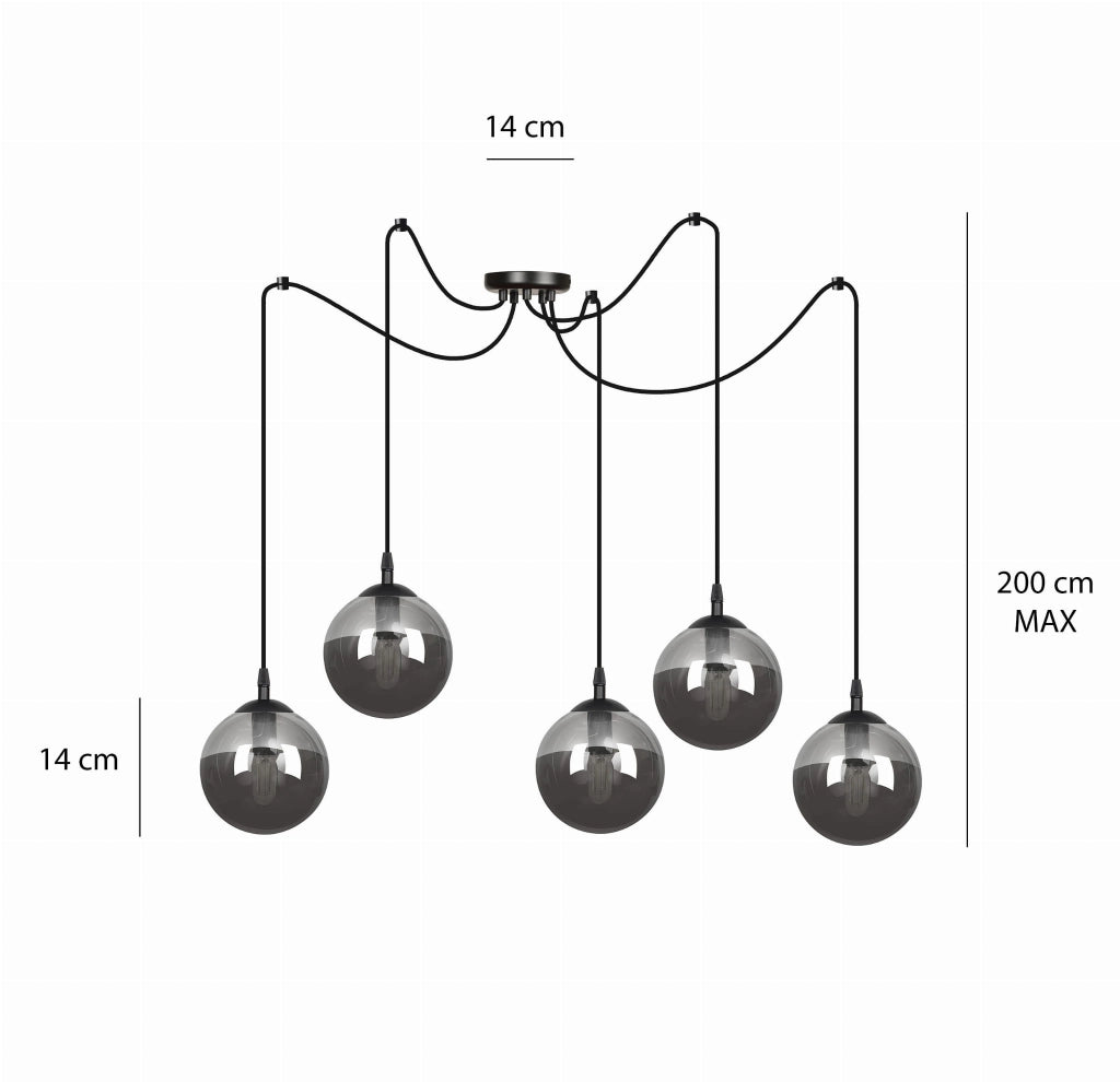 Lampadario Emibig GIGI 5, 5xE14 nero grafite dimmer