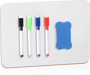 Tavolo bianco portatile A4 - 21 x 30 cm - Bifacciale - Incluso pennarelli e gomme - Ideale per classe, casa o ufficio