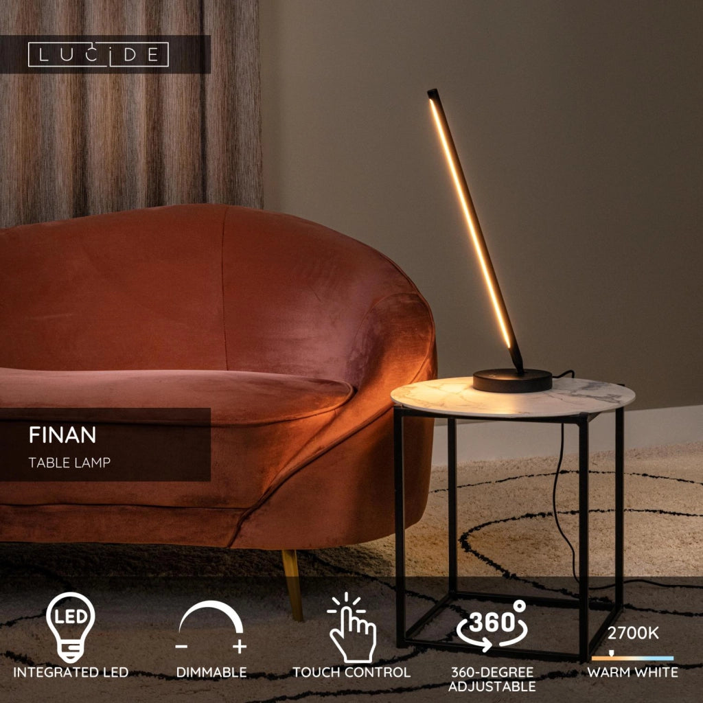 Lampada da scrivania LED integrata nera FINAN Lucide