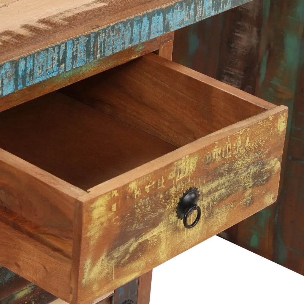 Scrivania a Colonna in Legno Massello di Recupero 140x50x77 cm 244846