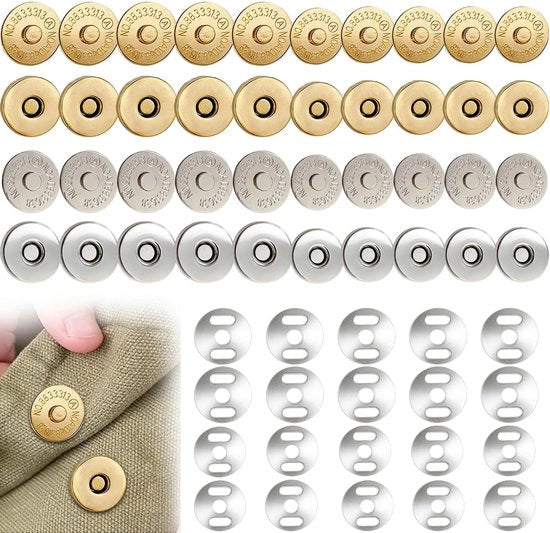 Borse di chiusura magnetica 20 pezzi - 14 mm/18 mm - Chiusura a magneti - Chiusura di borsa - Progetti di artigianato - Progetto sicuro