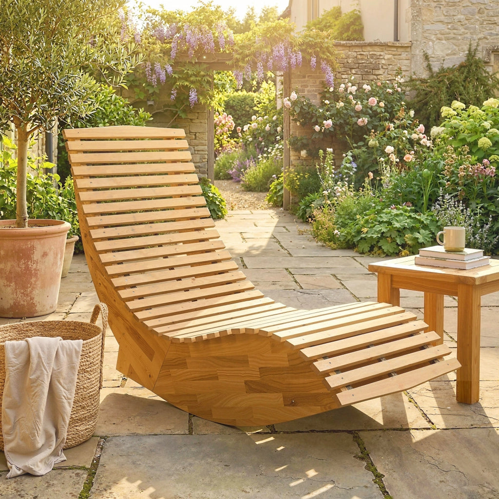 Lettino prendisole pieghevole ¨C Xylo ¨C legno acacia ergonomico S-form 60x156x77 cm