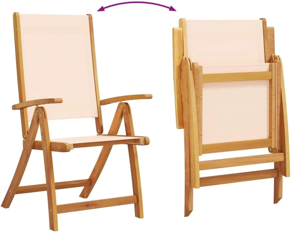 Set da pranzo da giardino 9 pezzi in legno massello di acacia e textilene, set tavolo e sedie da giardino, tavolo terrazza esterna e sedie, set terrazza, mobili da giardino esterno - 3279277