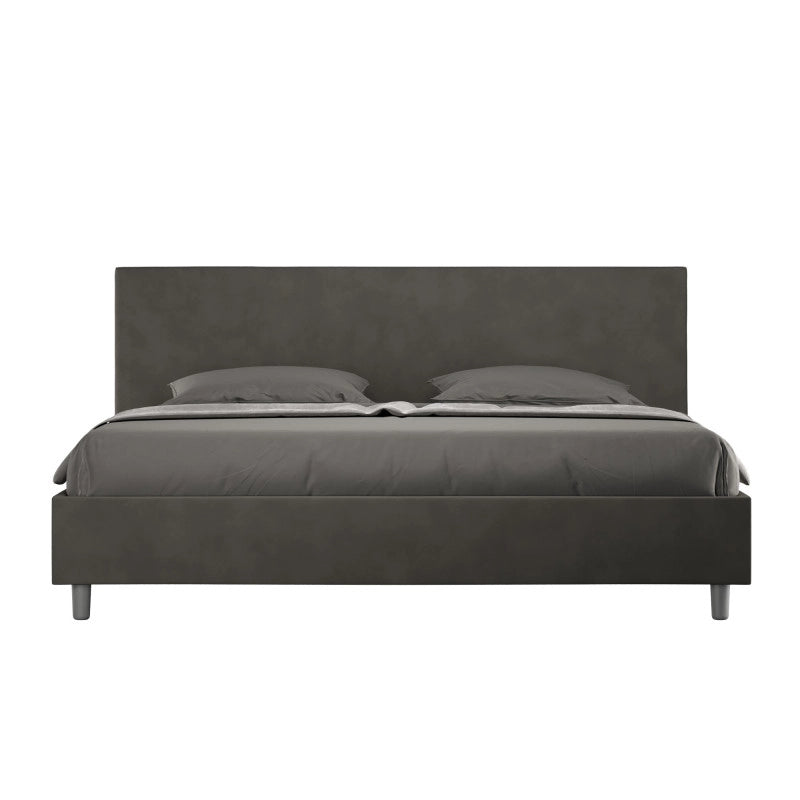 Letto imbottito Matrimoniale 200x200 cm Adele - Con rete,Microfibra,Grigio