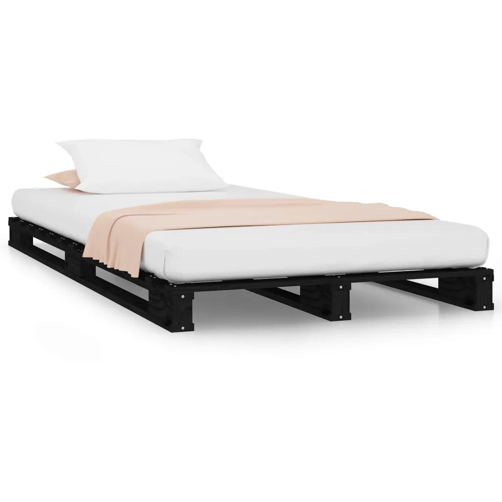 Letto a Pallet Nero 75x190 cm Small Single Legno di Pino 821421
