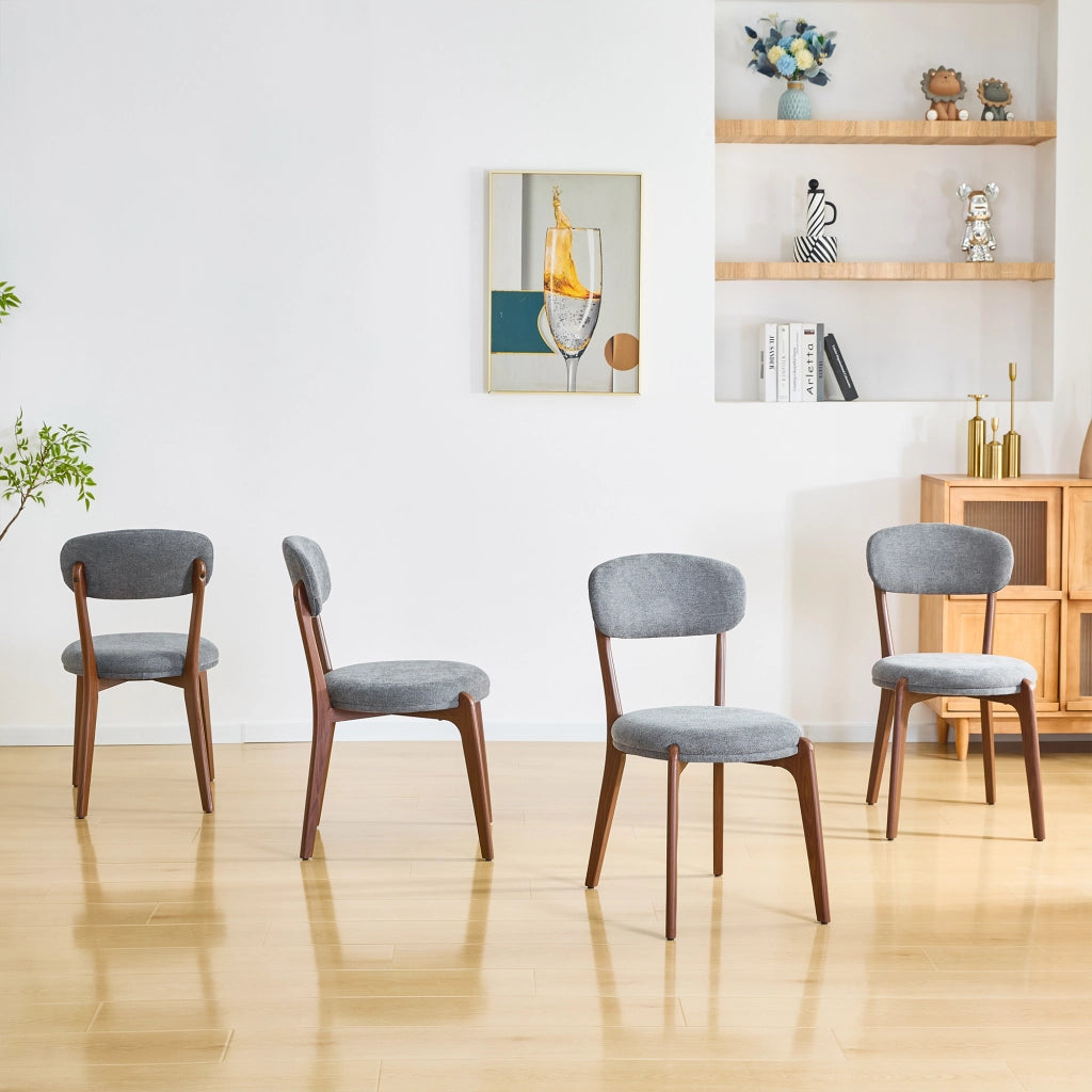 Set 4 Sedie da Pranzo Imbottite in Tessuto ¨C MINIMAL ¨C Stile Moderno, Beige