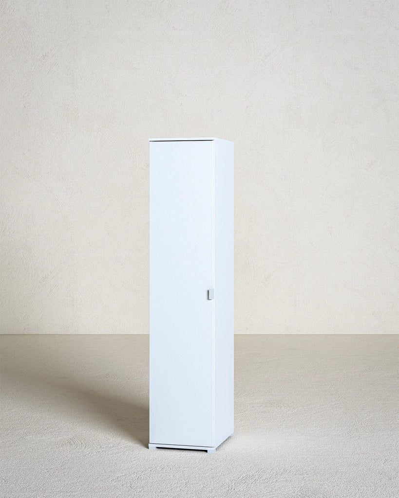 Armadio Banyan - Guardaroba moderno - 1 anta - Struttura bianca - 1 ripiano incluso - 40 x 52 x 177 cm_