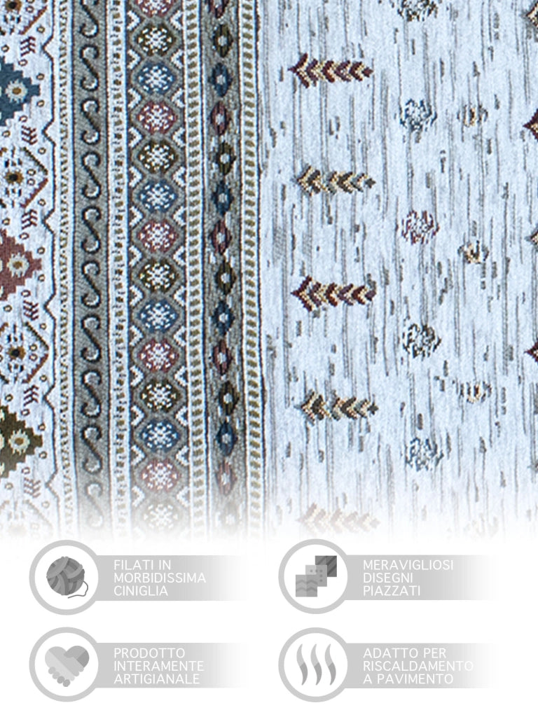 Tappeto Arredo Moderno Morbido in Ciniglia Ingresso Antiscivolo Prodotto Italiano  Soggiorno Camera Salotto Disegni Piazzati Cotone Varie Misure Grande Loom/Grigio - 80x150 cm