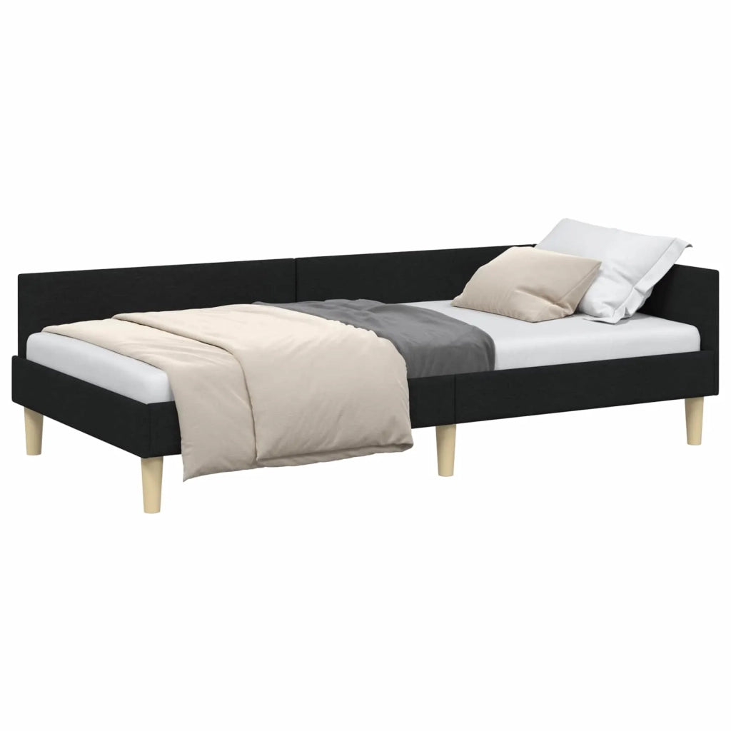Cornice del letto ad angolo Nero 80 x 200 cm Tessuto 42016103